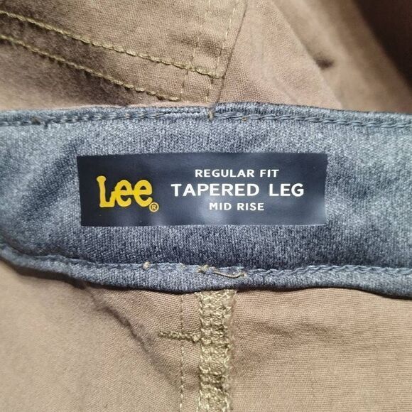 Lee Regular Fit Tapered Leg Mid Rise Striped Brown Jeans Sz 14 Elastic Ankle - Picture 5 of 6